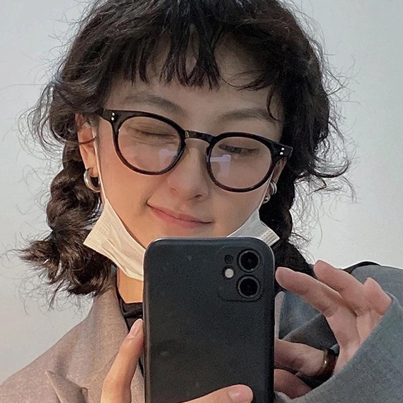 2021 fashion New Black frame point Plain glasses PC plain glass spectacles vintage eyeglass round frame glasses eye glasses