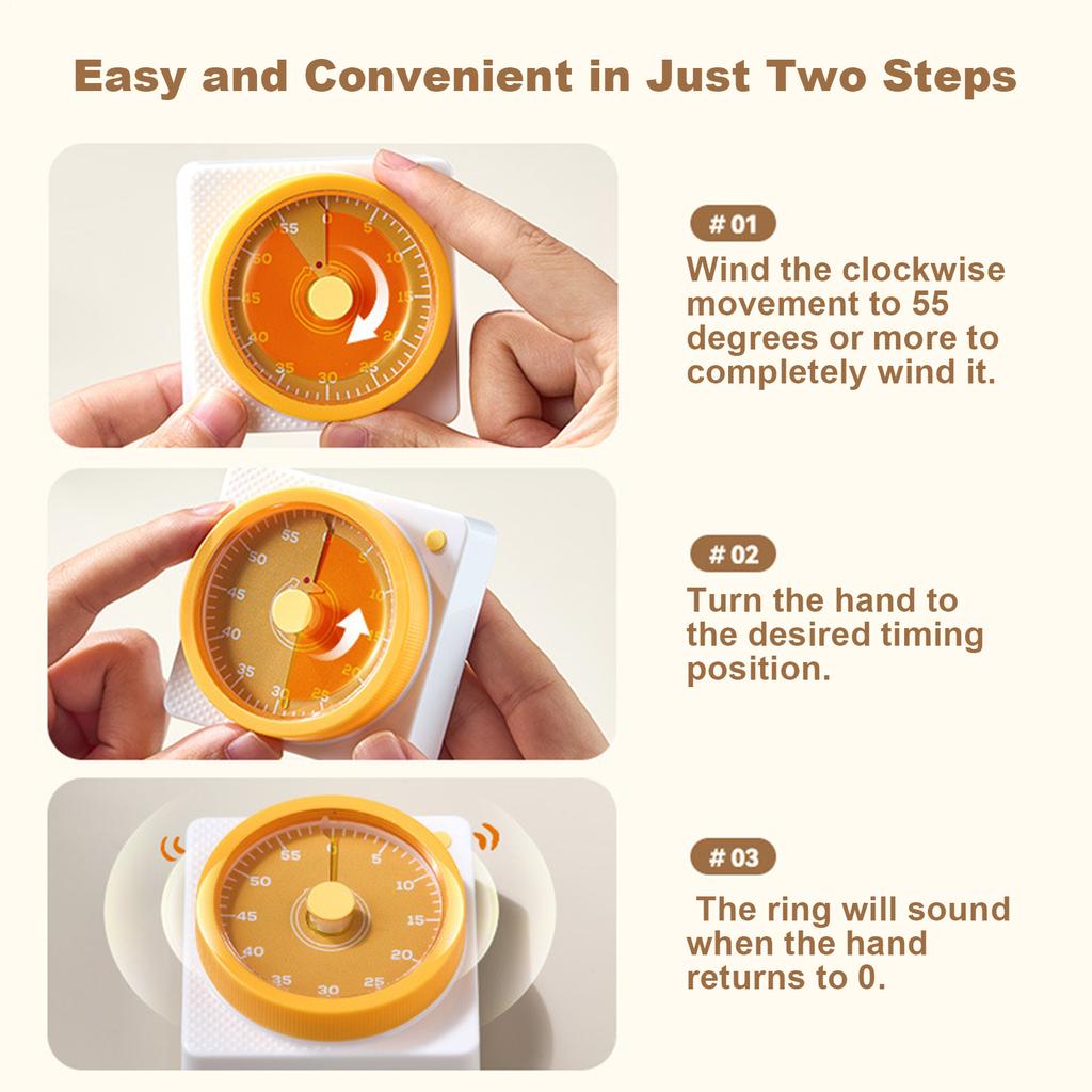 Magnetic Kitchen Timer 60-Minute Quiet Magnetic Visual Countdown Learning Time Management Digital Cooking Reminder Alarm Clock