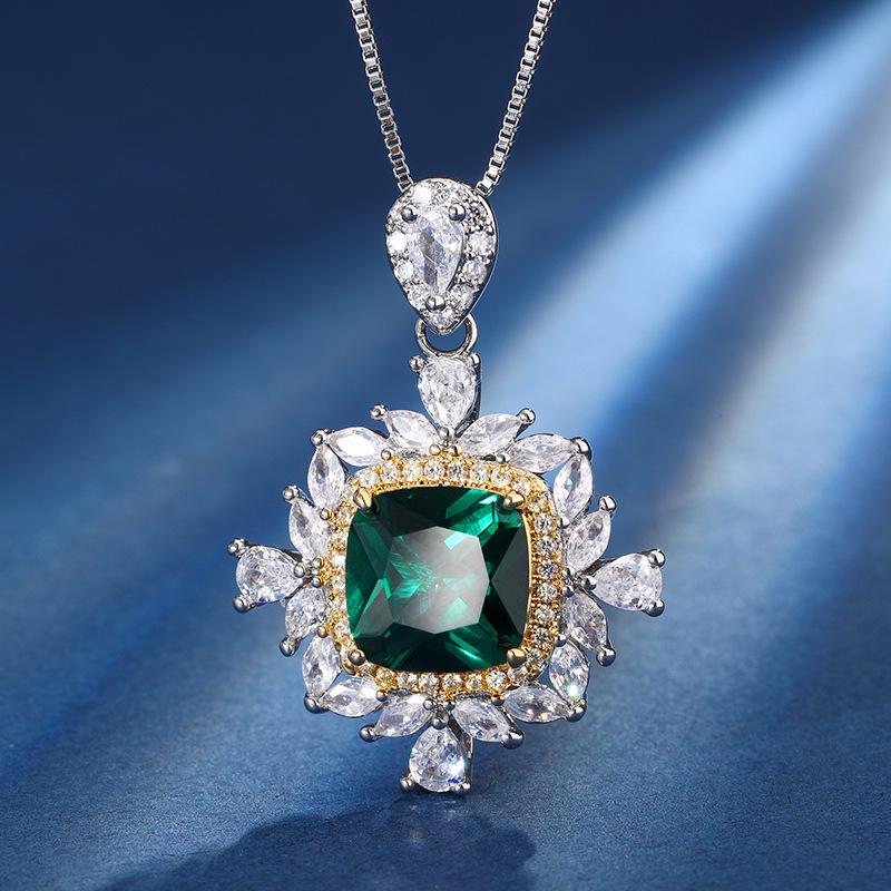 Jewelry Copper Bottom Gold-Plated Jewelry Set Simulation Color Red Corundum Treasure Retro Fat Square Set Female 10 * 10