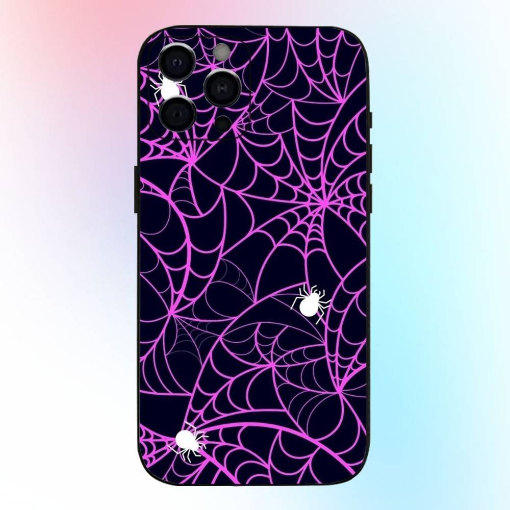 

Spider Web Pattern Phone Case For iPhone17,16,15,14,13,12,11 Plus,Pro Max Soft Black Cover iPhone16