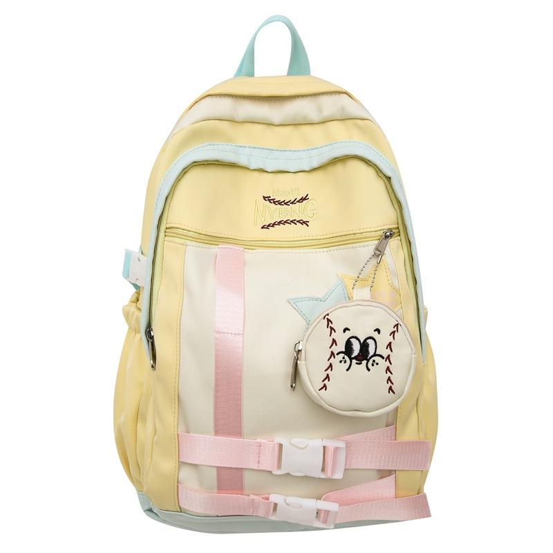 Студенческий школьный женский рюкзак с контрастным цветом и пятиконечной звездой — фото 24