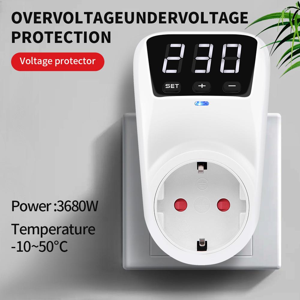 Digital Automatic Voltage Protector Socket 230V Household Overcurrent Voltage Relay Protector Outlet HLP02