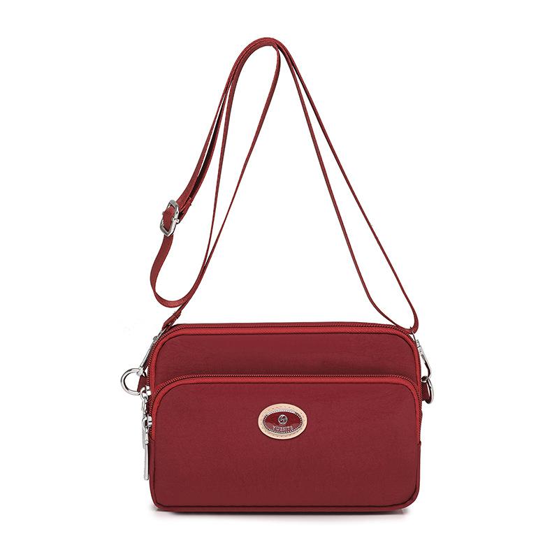Borsa piccola da donna, borsa a tracolla, in nylon, quadrata, multitasche, tinta unita