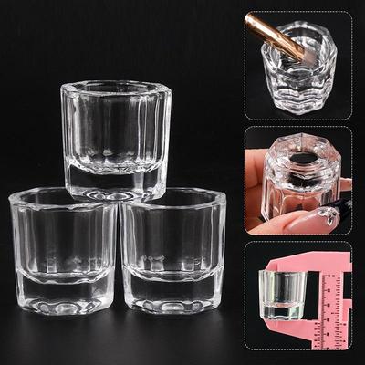 Copo de Lavar Caneta de Vidro Octogonal de Cristal e Paleta de Limpeza para Nail Art