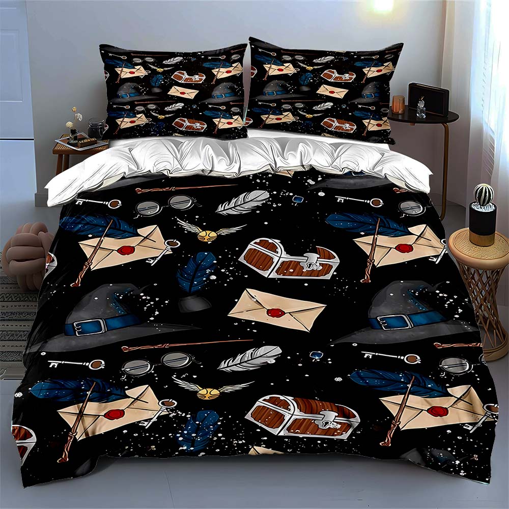 Magical-themed objects. Bedding Duvet cover sets Duvet covers Pillowcases gifts (1 * Duvet Cover 2 * Pillowcases, without duvet insert)