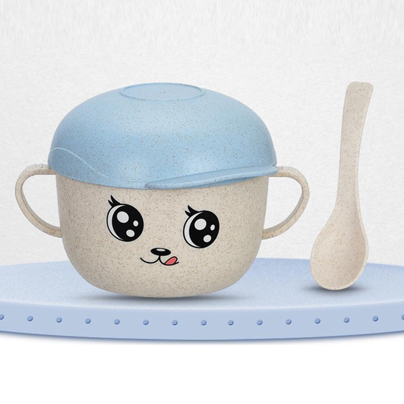 2 szt./zestaw do karmienia niemowląt, jedzenie, naczynia, pszenica, kreskówka, dzieci, dzieci, jedzenie, zestaw obiadowy, anty-gorąca płyta, miska treningowa + łyżka