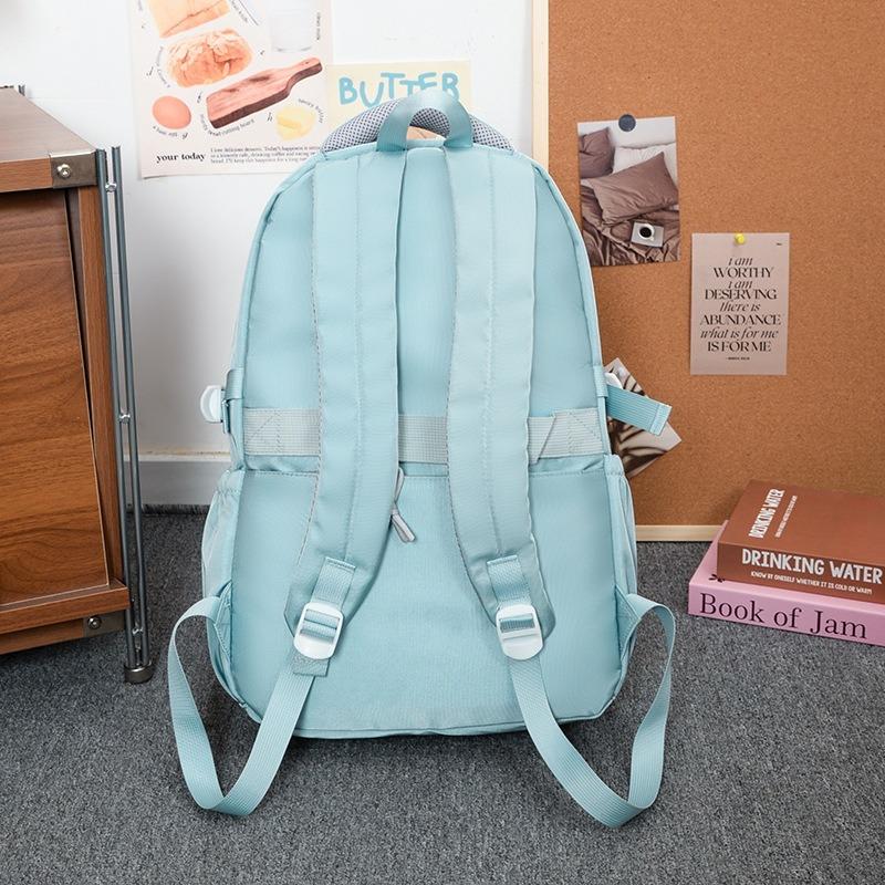 School bag, simple, lightweight and large-capacity backpack for junior high school students, new high-value, fresh and sweet backpack.