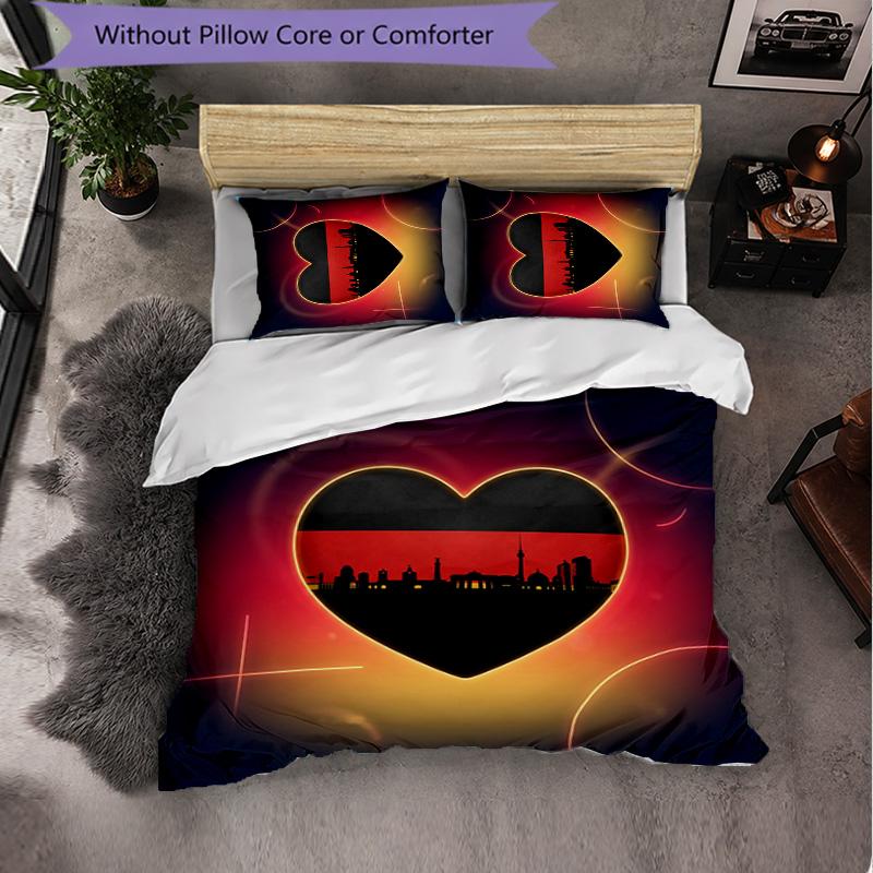 Germany Football Pattern 3 Pieces Bedding Set Soft Microfiber Duvet Cover with Pillow Cases for Bedroom