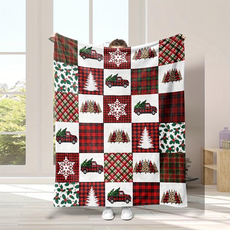 

1 шт. одеяло с цифровой печатью, красная клетка буффало, рождественский элемент, грузовик, ультрамягкое и удобное флисовое плюшевое покрывало 30x40in