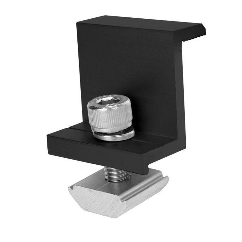 Clemă de capăt din aluminiu Panou solar Negru Rezistență la coroziune Ușor de instalat