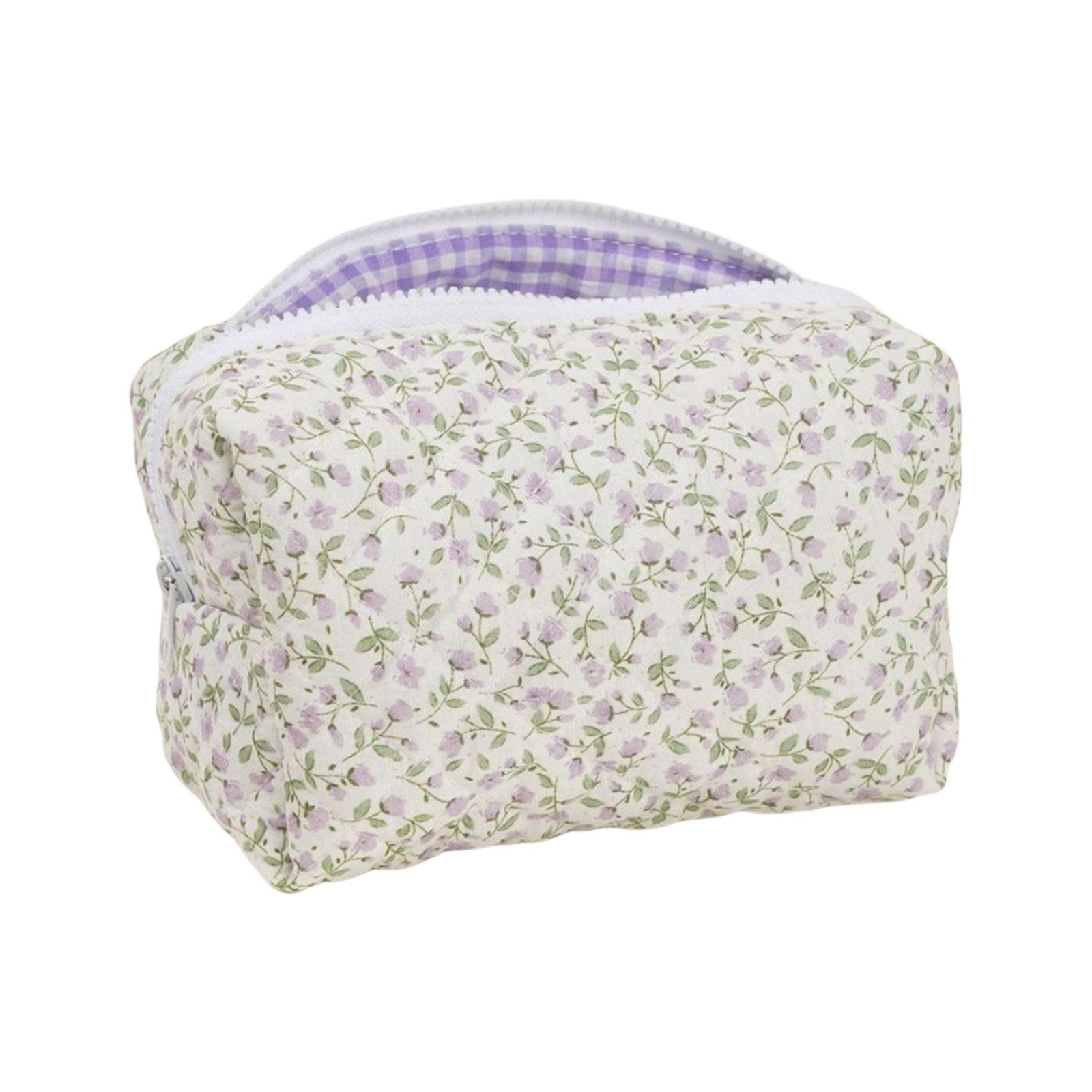 

Большая вместимость хлопчатобумажной цветочной стеганой косметички, косметичка, аксессуар для хранения, организованная для путешествий и ежедневного использования