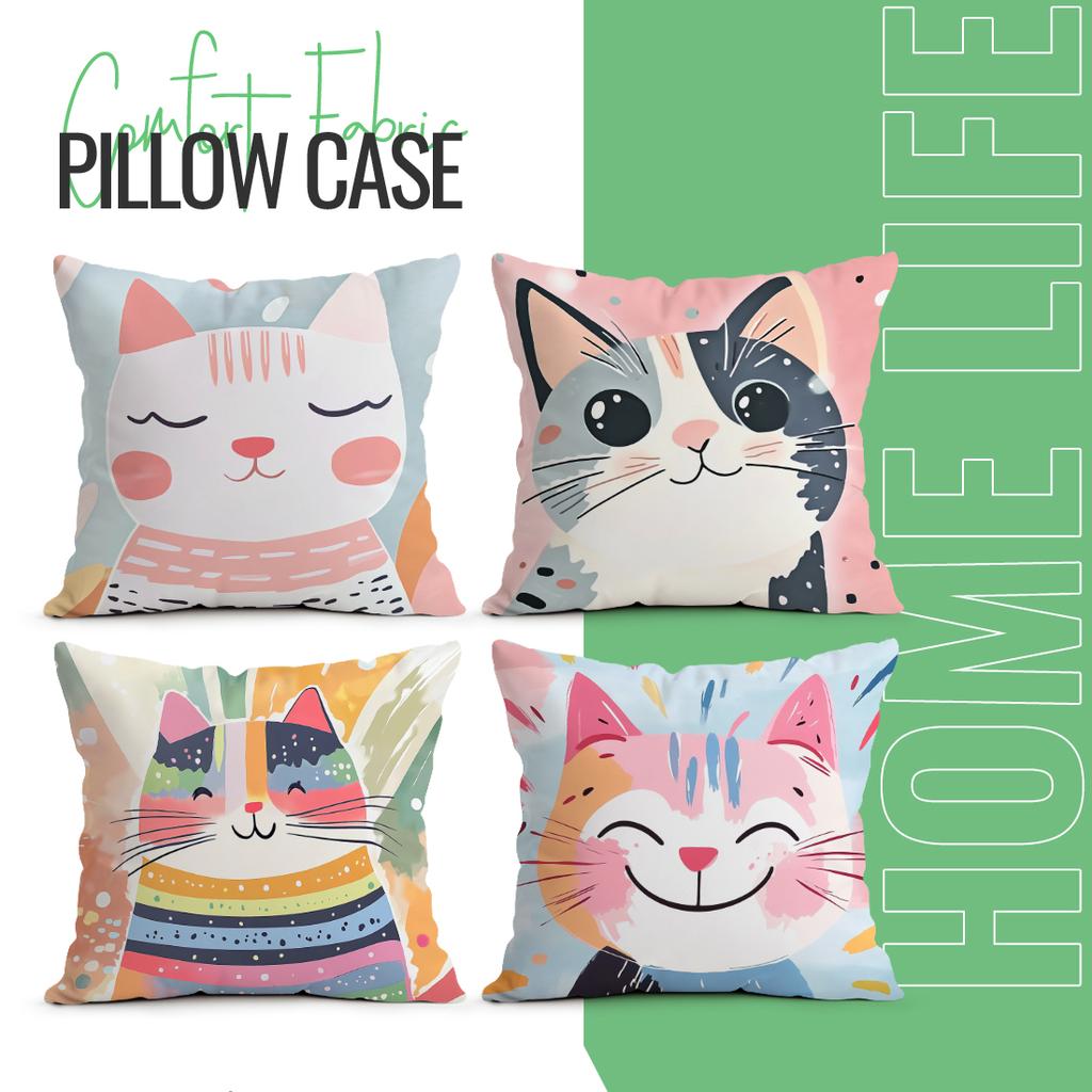 Abstract Cat Cushion Pillowcase Printed Polyester 45x45cm Throw Pillowcover Decorative Sofa Cushion Pillowslip Home Decor