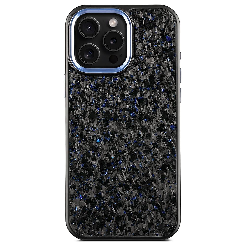 For iPhone 16 Pro Magnetic Case Forged Texture Aramid Fiber+TPU Phone Cover with Metal Lens Frame