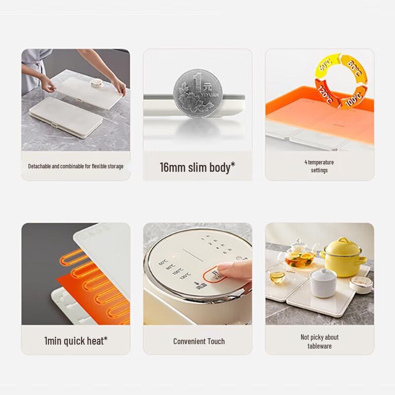 SUPOR Smart Foldable Food Warming Plate with Timer CN plug (adapter included)