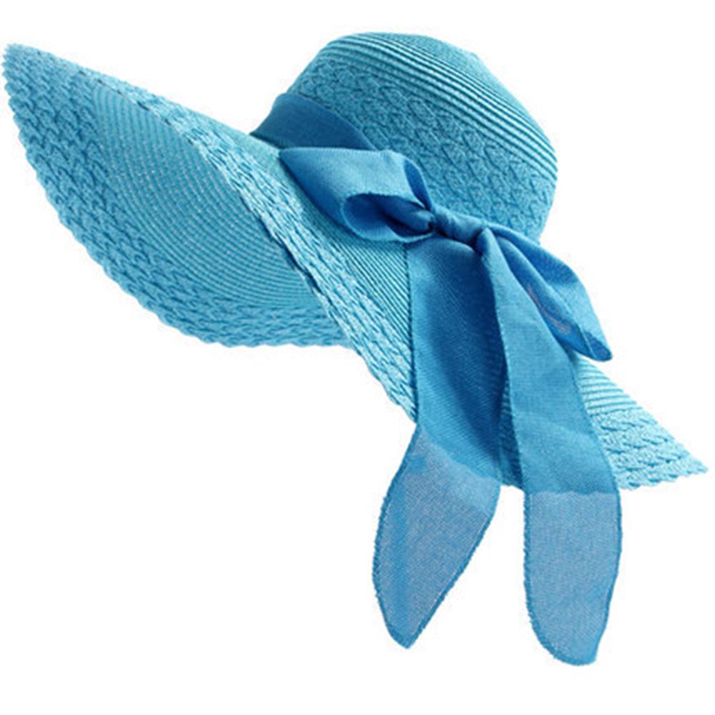 Women Straw Hat Wide Big Brim Folding Sun Caps Sun Visor Breathable Floppy Hat For Beach Travel