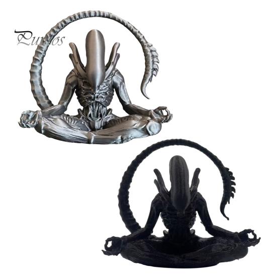 One-piece Molded Alien Decor 3D Printed Figurine, Zen Meditation Statue Desktop Ornament, Collectible Sculptures for Sci-fi Fans Fun Desk Ornament