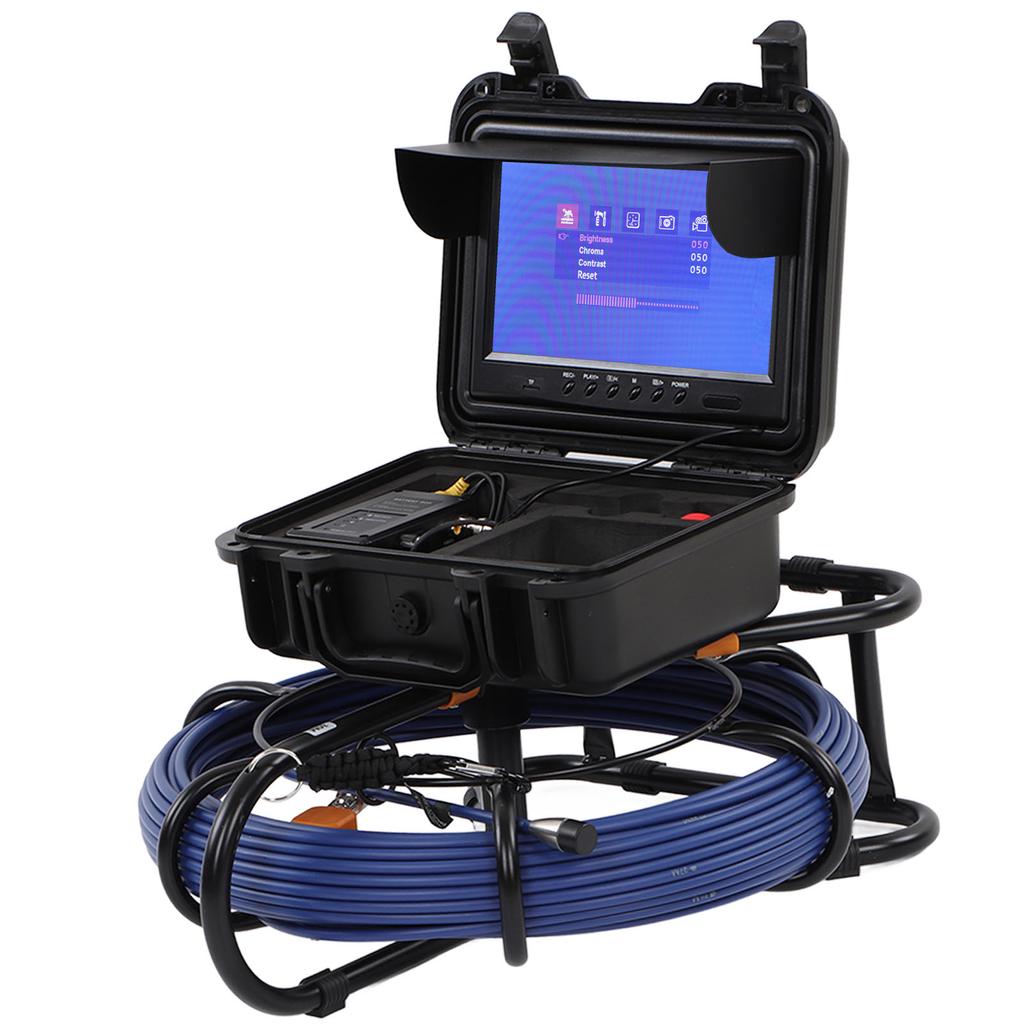 9in Sewer Camera HD Flexible LCD Display Pipe Inspection Camera with LED Lights for Pipelines Wastewater System DC 12V