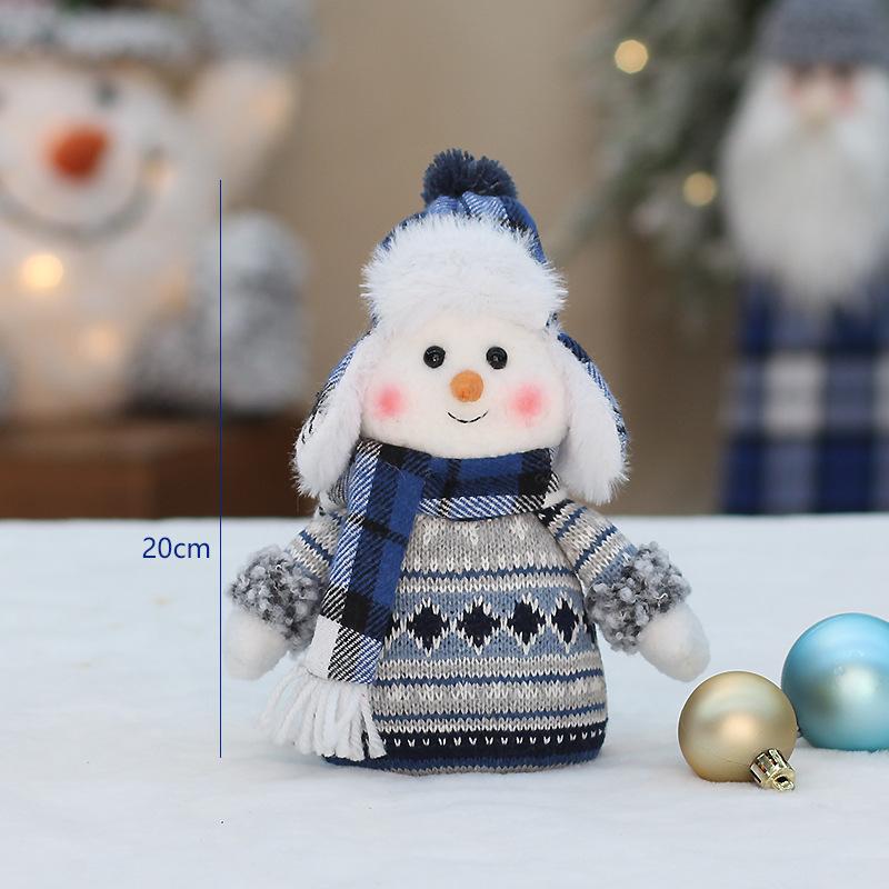 Christmas Fabric Plush Toy Cute Skiing Rocking Snowman Decorative Ornament Holiday Gift New Arrival Blue
