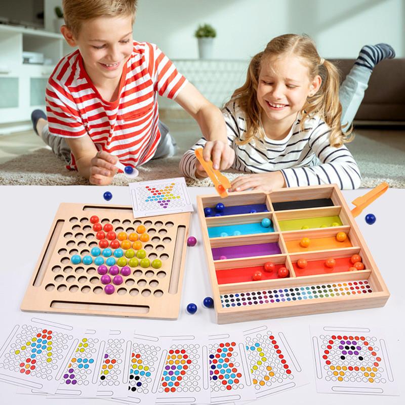 Wooden Bead Sorting Toy For Toddlers Hand Eye Coordination Development Educational Gift
