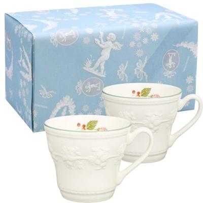 [Official Wedding Wrapping] Festivity Raspberry Mug Pair 350ml - Pair of Mugs, Wedding Tableware Gift, Wedding Present, Gift for the Bride an