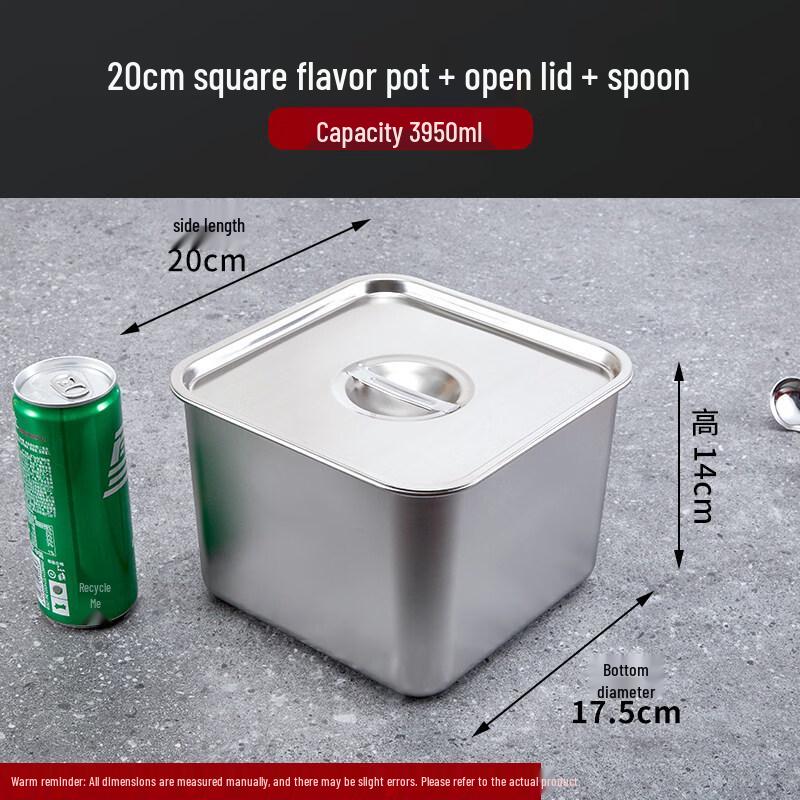 

304 Stainless Steel Square Condiment Box with Lid