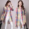Plus size dames zomer dunne geruite lange blouse losvallend elegant Koreaanse stijl blouses tops