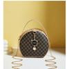 Ladies' Fashionable Black Round Shoulder Bag with Gold Accents and Decorations - A Compact Synthetic Leather Mobile Wallet Suitable for Daily Use