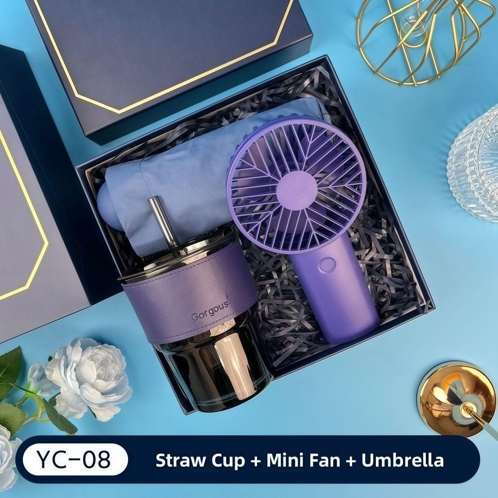 3IN1 Souvenir Gift Set Fan/Towel/Cup with Paper Bag Practical Gift Sets Luxury Stylish Design Gift Box Set Personalized Gifts