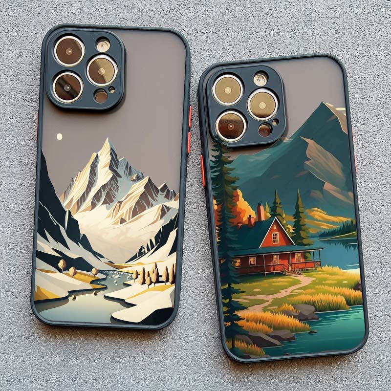 Fog Mountains Landscape Phone Case for iPhone 16 15 14 12 13 Mini 11 Pro Max X XS XR SE2 7 8 Plus Shockproof Back Cover Fundas