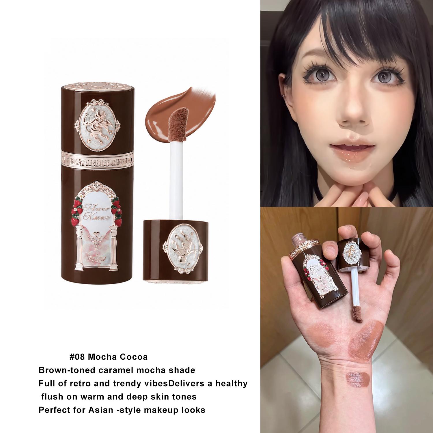 Flower Knows Aardbeien Cupido Vloeibare Blos Met Poederdons Lichtgewicht Hydraterend Mengbaar Wangkleur Langdurige Natuurlijke Make-up