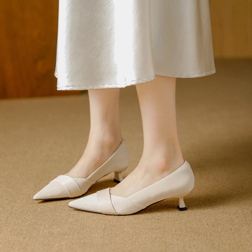 Temperament Elegant Kitten Heel Single Shoe Women 2025 Autumn New Pointed Head Shallow Mouth Gentle Versatile with Skirt High Heels