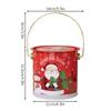 2pcs Decorative Christmas Candy Boxes Handheld Round Bucket Portable Sweets Tins with Handle for Family Gathering