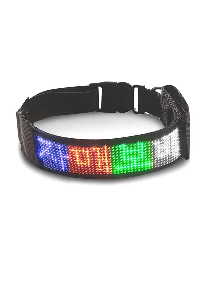 

Multicolor Pet LED Dog Collars Programmable Multilingual Scrolling Customized Text Animations Rechargeable Glowing Pet Necklace 4 Fiexed Color LED