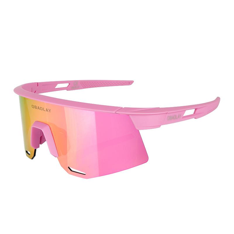 

Oubao Polarized Cycling Glasses for Men and Women, Running and Bicycle Equipment, Outdoor Windproof and Sandproof Protective Sports Sunglasses Pink frame-Polarized REVO