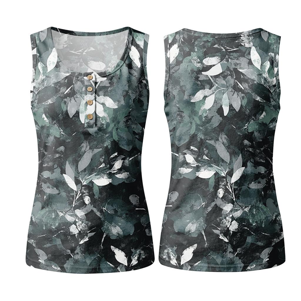 Canottiere da Donna Estive Senza Maniche Top Larghi Camicie con Bottoni Abito Collo Gilet Casual Abbigliamento