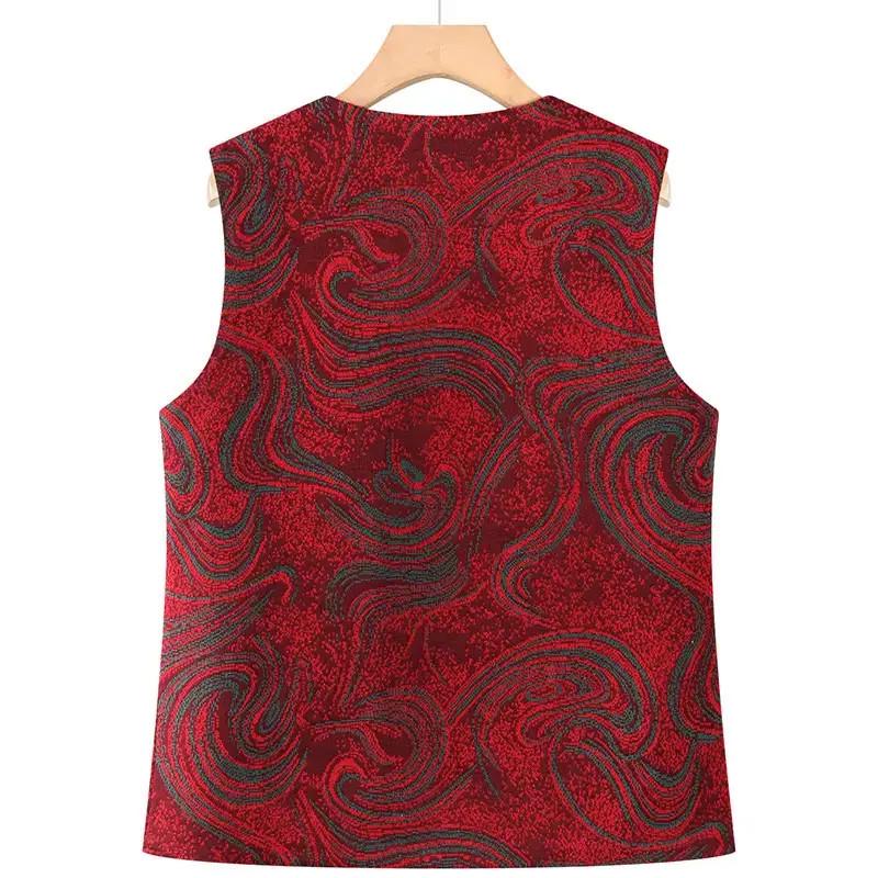 Embroidered Plus Size Padded Vest for Middle-aged Women