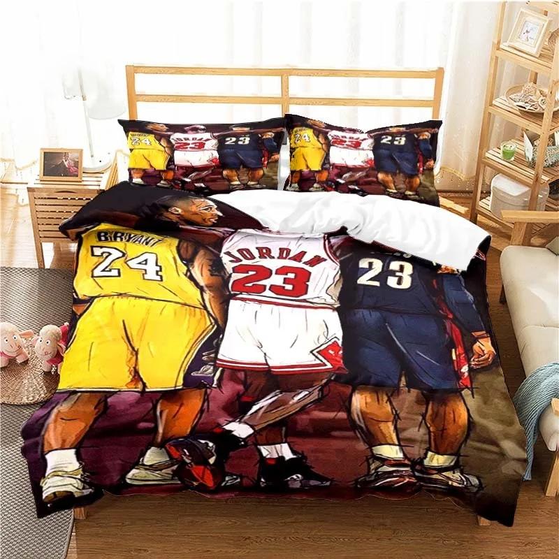 Star del Basket Americano No. Set Letto 23 Pezzi Ragazzi Ragazze Misura Singola Queen Copripiumino Federa Letto Bambini Adulti Tessile per la Casa