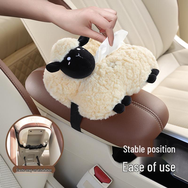 Cartoon Hanging Car Tissue Box - Cute Decorative Pull-out for Armrest