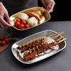Portable Picnic Dinner Plate Stainless Steel Food Serving Tray Dessert Salad Plate  BBQ Party