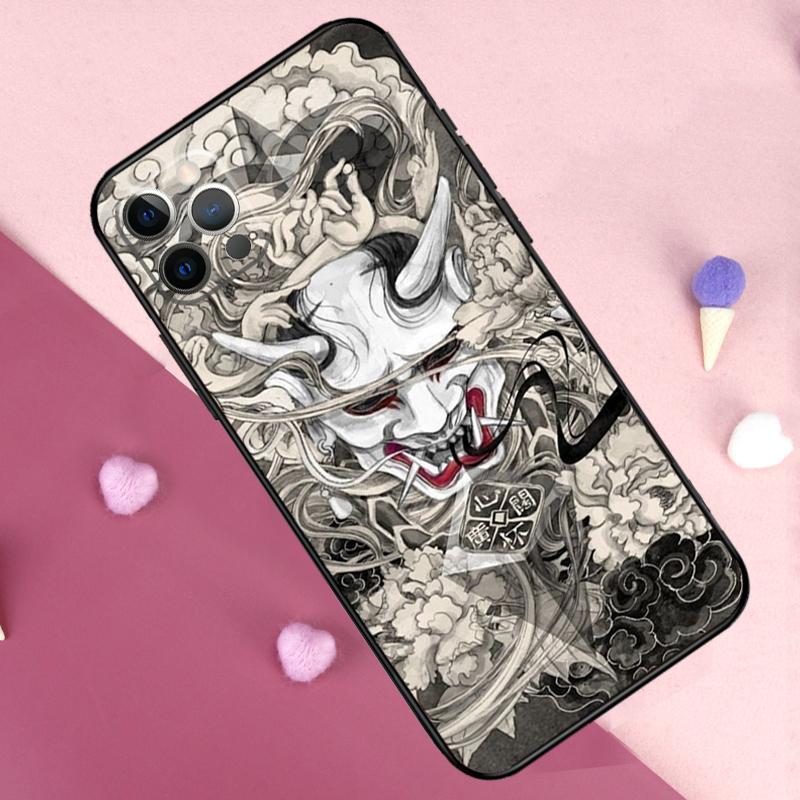Samurai Oni Mask Phone Case For iPhone 17 Pro Max 17 Air 11 14 15 16 Pro Max Plus 12 13 Mini 16e Back Cover