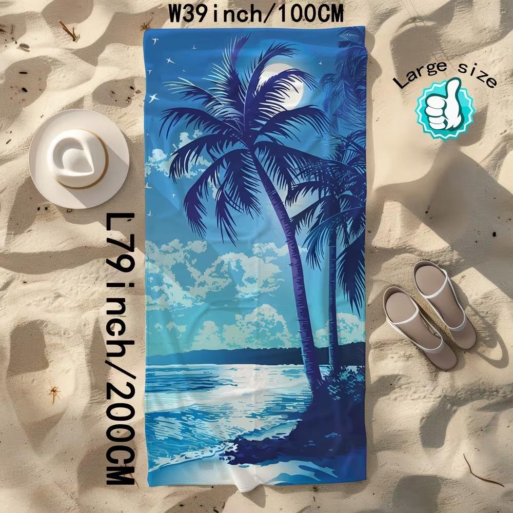 Beach Theme Beach Towel Starfish Shell Printing Microfiber Quick Drying Absorbent Large Bath Towel