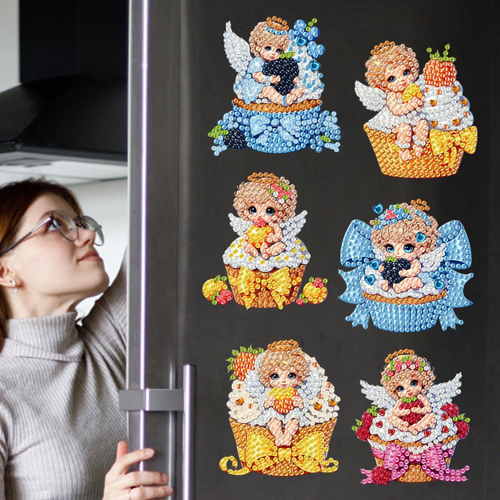 6 Pcs Flower Insect DIY Diamond Painting Magnet Refrigerator Diamond Art Magnets Decals for Fridge Whiteboards Car Mailbox Decor