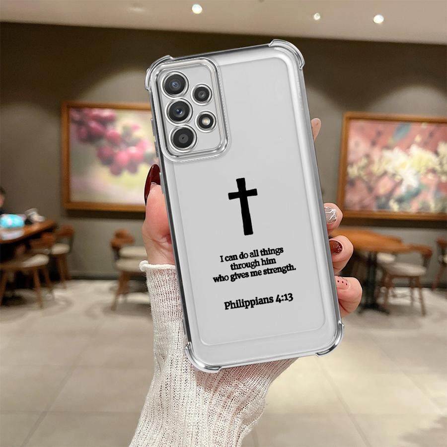 Simple Christian Cross Phone Cover Funda Case for Samsung Galaxy A33 A50 A23 A51 A16 A06 A14 A04 A54 A34 A12 A03 A15 A05 A24 A52