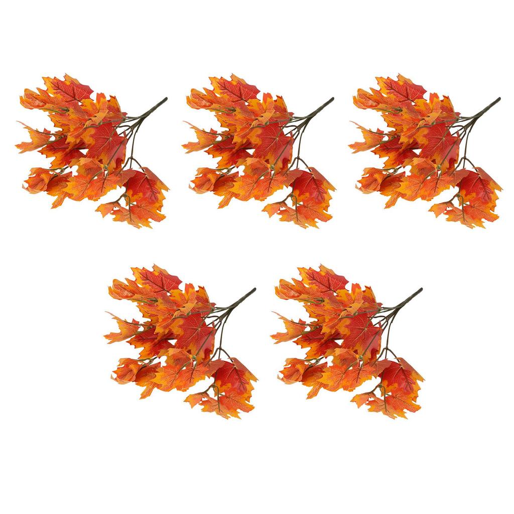 Good-Artificial Maple Leaves Branches Autumn Leaves 5 Bundles Fall Decorations Outdoor UV Resistant Greenery Shrubs Plants Artif