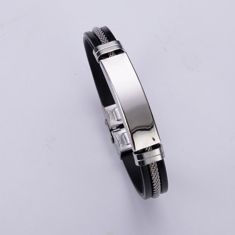 Bracelet Rétro Homme en Acier Inoxydable et Silicone
