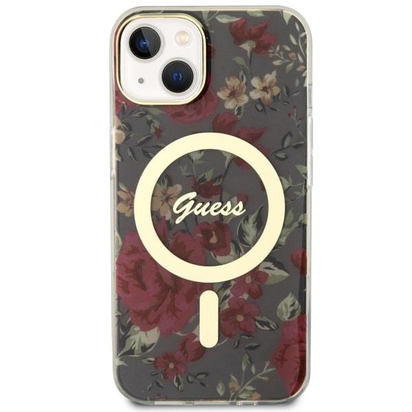 Etui Do iPhone 14 Plus Guess Flower MagSafe Zielone
