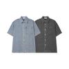 APOSTROPHE COMMA Vertical Line Denim Short Sleeve Shacket_Light Blue