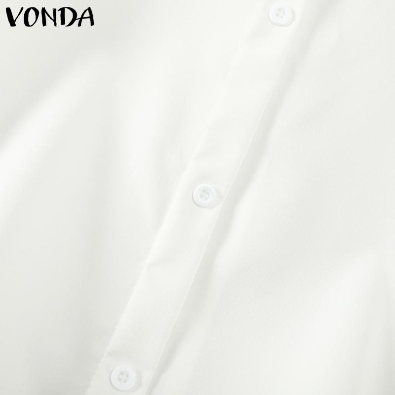 VONDA Damen Sommer Rundhals Spitze Kurzarm Einfarbig Blusen