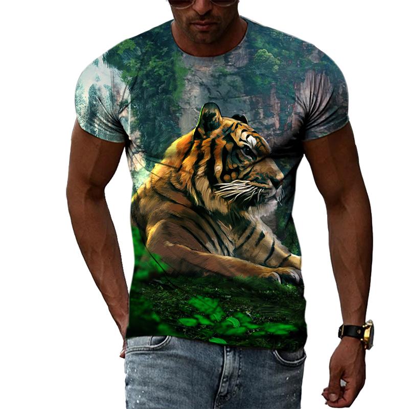 New Year Animal Tiger Graphic T Shirts For Men Summer Fashion Casual Hip Hop Harajuku Style T-shirt 3D Personality Print Tee Top