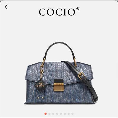 Bolso de Mano para Mujer, Bolso Nuevo Azul con Estampado de Serpiente Versátil de Hombro Único Cruzado